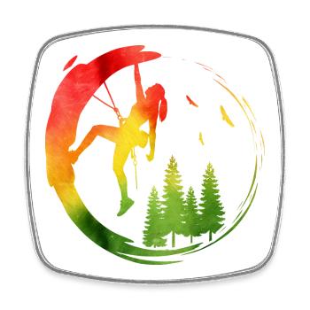 Watercolor Female Rock Climber Forest Adventure - Square fridge magnet - white - Front