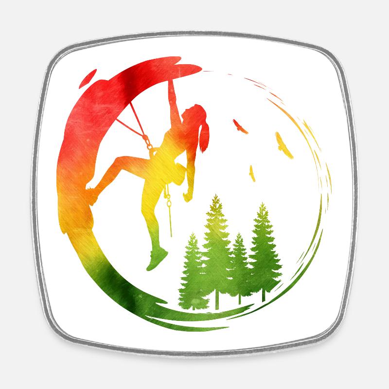 Aventure forestière grimpeuse féminine aquarelle - Magnet carré - blanc