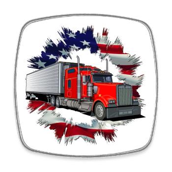 Articulated lorry - Square fridge magnet - white - Front