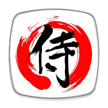 samurai in zen sign - Square fridge magnet - white - Front