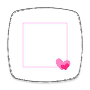 Heart Frame Ornament Line Customizable - Square fridge magnet - white - Front