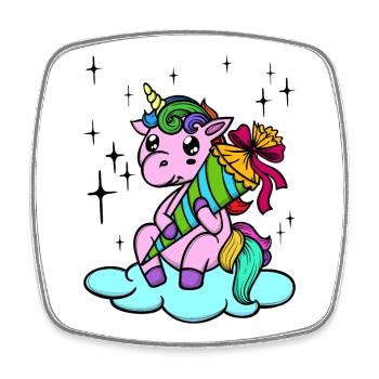 Unicorn School Bag School Start School Start School - Square fridge magnet - white - Front