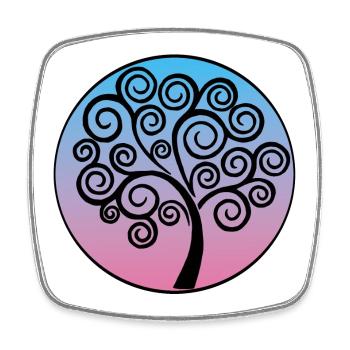 Black tree of life on blue and pink background - Square fridge magnet - white - Front
