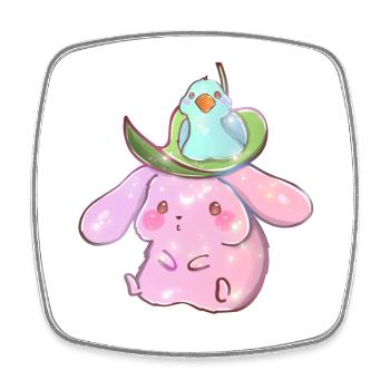 Rabbit and Parrot Shirt – Funny Animal Mom Tee - Square fridge magnet - white - Front