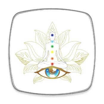 Chakras and Eye: Golden Meditation - Square fridge magnet - white - Front