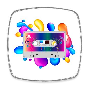 Kassette - Viereckiger Kühlschrankmagnet - Weiß - Vorne