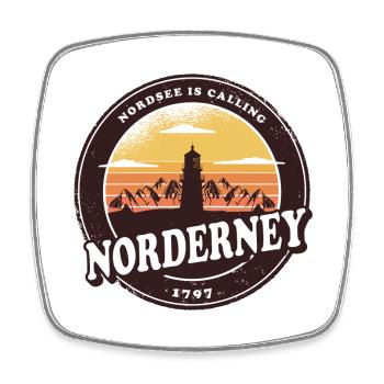 Norderney Sunset Leuchtturm Design / Geschenkidee - Viereckiger Kühlschrankmagnet - Weiß - Vorne