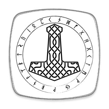 Mjöllnir Wikinger symbol - Viereckiger Kühlschrankmagnet - Weiß - Vorne