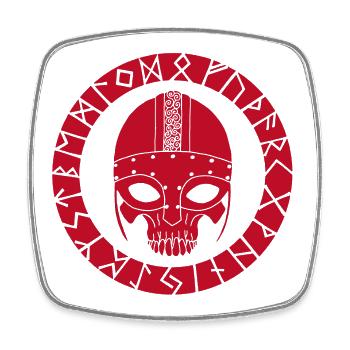 Red Viking skull - Square fridge magnet - white - Front