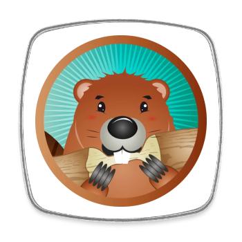cute rodent patch - beaver nibbles on wood - Square fridge magnet - white - Front