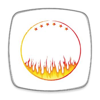 circle on fire with Stars - Viereckiger Kühlschrankmagnet - Weiß - Vorne