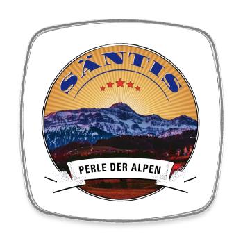 Säntis Perle der Alpen - Viereckiger Kühlschrankmagnet - Weiß - Vorne