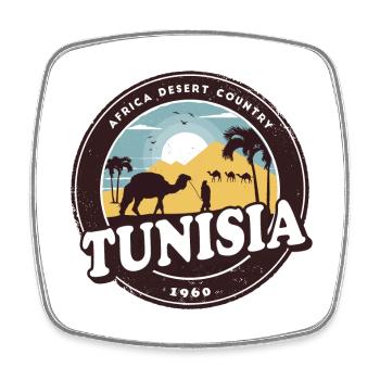 Tunisia desert design with camel / gift idea - Square fridge magnet - white - Front