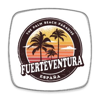 Fuerteventura Spanien Vintage Beach Design - Viereckiger Kühlschrankmagnet - Weiß - Vorne