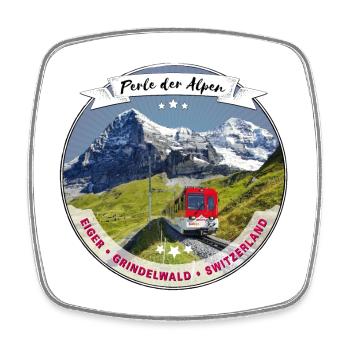 Eiger, Perle der Alpen - Viereckiger Kühlschrankmagnet - Weiß - Vorne