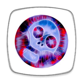 Totenkopf neon - Viereckiger Kühlschrankmagnet - Weiß - Vorne