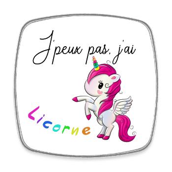 J'ai LICORNE - Magnet carré - blanc - Devant