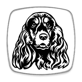Cocker Spaniel tête - Magnet carré - blanc - Devant