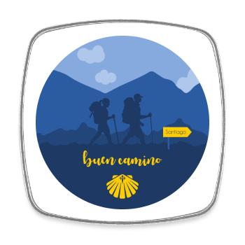 Buen Camino Santiago Homme et Femme - Magnet carré - blanc - Devant