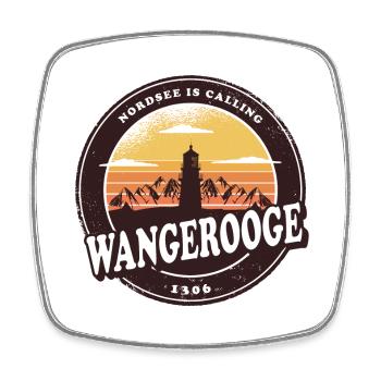 Wangerooge Leuchtturm Sunset Design - Viereckiger Kühlschrankmagnet - Weiß - Vorne