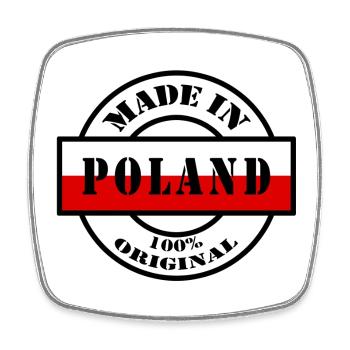 MADE IN POLAND Pologne Polska drapeau cadeau - Magnet carré - blanc - Devant