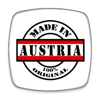 MADE IN AUSTRIA Autriche Cadeau de drapeau - Magnet carré - blanc - Devant