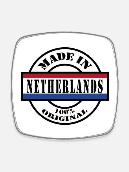MADE IN NETHERLANDS Holland Niederlande Geschenk - Viereckiger Kühlschrankmagnet - Weiß