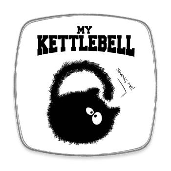 Mon kettlebell ou kitte.. cloche. - Magnet carré - blanc - Devant