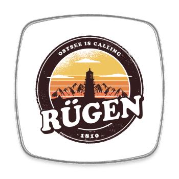 Rügen Vintage Phare Design / Cadeau - Magnet carré - blanc - Devant