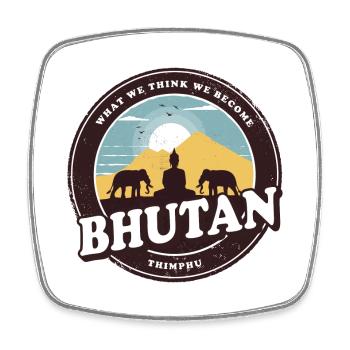 Bhutan Buddha Design with Elephants / Gift Idea - Square fridge magnet - white - Front
