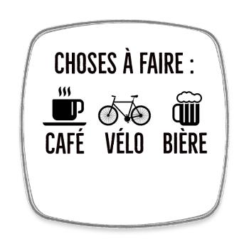 Café Vélo Bière - Viereckiger Kühlschrankmagnet - Weiß - Vorne