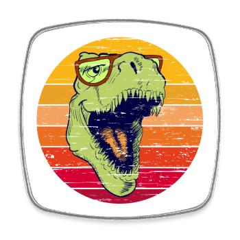 Funny T-Rex with glasses | Dino with glasses - Square fridge magnet - white - Front