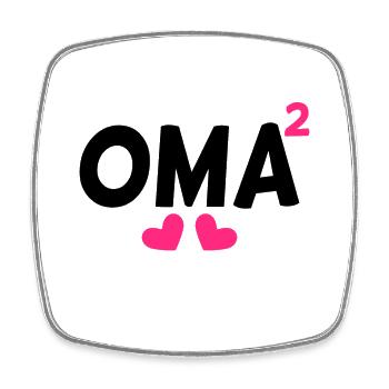Oma hoch Zwei - Viereckiger Kühlschrankmagnet - Weiß - Vorne