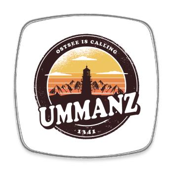 Ummanz Ostsee Leuchtturm Design / Geschenkidee - Viereckiger Kühlschrankmagnet - Weiß - Vorne