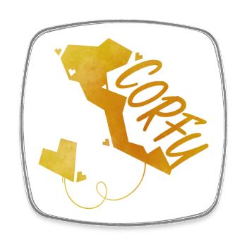 Corfu - Viereckiger Kühlschrankmagnet - Weiß - Vorne