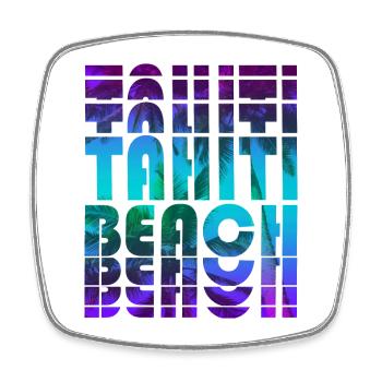 Tahiti Beach Palm Design / Gift Idea - Square fridge magnet - white - Front