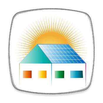 Solar cell on the roof of the house for positive energy - Square fridge magnet - white - Front