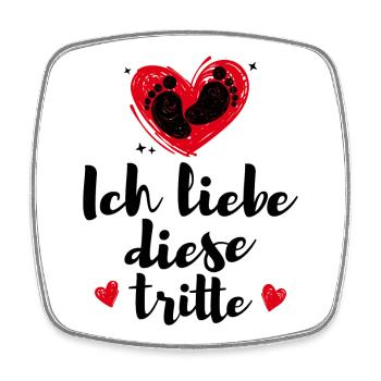 Liebe Babybauch Herz Schwanger Statement Babyfüße - Viereckiger Kühlschrankmagnet - Weiß - Vorne