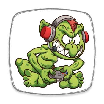 Gamer Snake with Headphones and Control - Square fridge magnet - white - Front