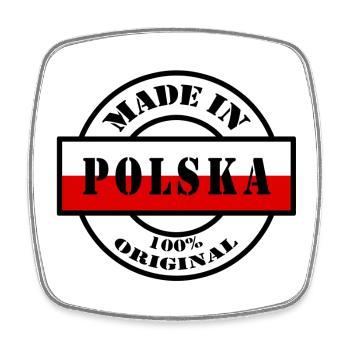 MADE IN POLSKA Pologne Poland drapeau cadeau - Magnet carré - blanc - Devant