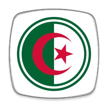 Algeria flag round - Square fridge magnet - white - Front