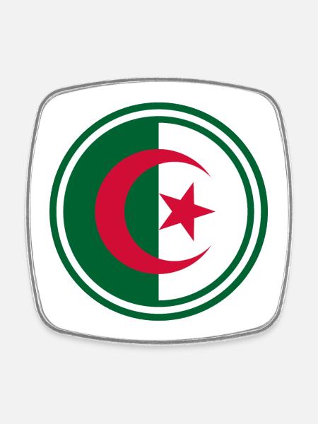 Drapeau de l’Algérie autour - Magnet carré - blanc