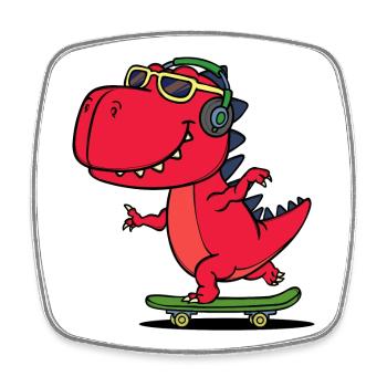 Cool Dinosaurier Headset Lustig Sonnenbrille - Viereckiger Kühlschrankmagnet - Weiß - Vorne