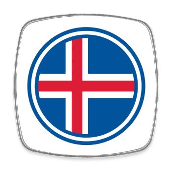 Iceland flag round - Square fridge magnet - white - Front