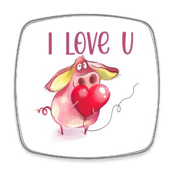 J’adore le design d’animaux mignons de U Piggy - Magnet carré - blanc - Devant