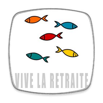 retirement. GOOD RETIREMENT. HAPPY RETIREMENT - Square fridge magnet - white - Front