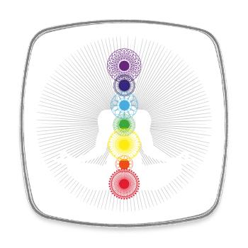 yoga chakra blanc om énergie zen arc en ciel - Magnet carré - blanc - Devant