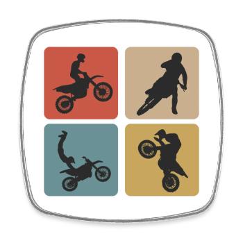 Motorcross Vintage Design / Geschenkidee - Viereckiger Kühlschrankmagnet - Weiß - Vorne
