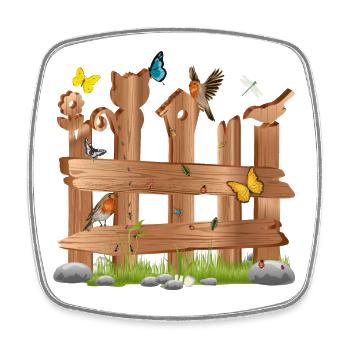 beautiful decoration wooden slats fence with figures & shapes - Square fridge magnet - white - Front