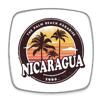 Nicaragua Vintage Beach Design - Square fridge magnet - white - Front